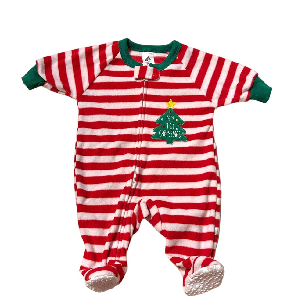 My first Christmas baby sleeper 3-6 months just born brand. Candy cane striped.